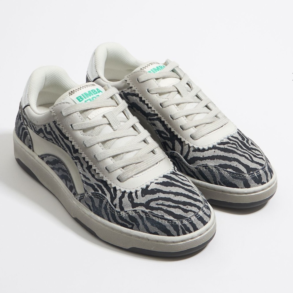 Bimba Y Lola Gray Zebra Print Low-Top Sneakers